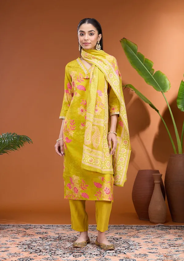 Mehandi_Green_Cording_Soft_Raw_Silk_Readymade_Salwar_Suit
