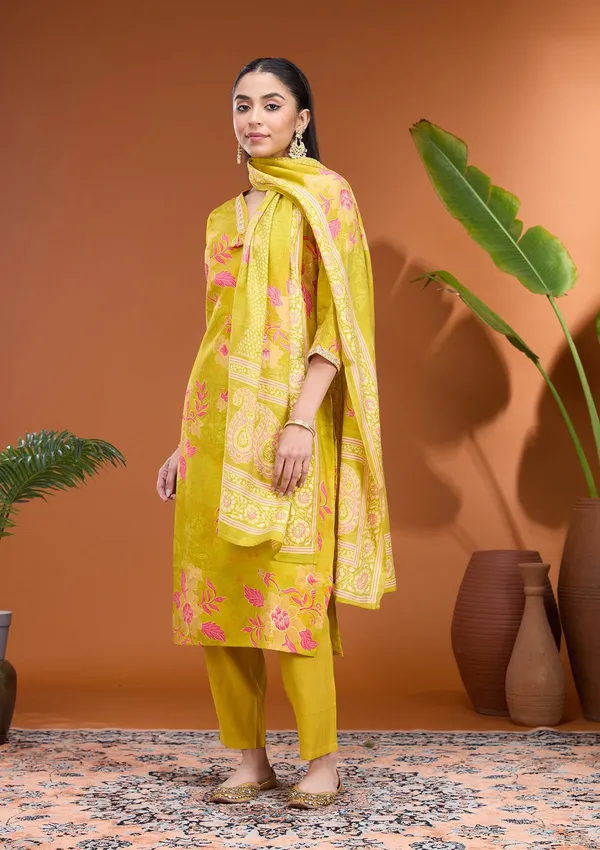 Mehandi_Green_Cording_Soft_Raw_Silk_Readymade_Salwar_Suit