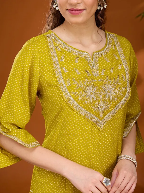 Mehandi_Green_Cording_Chanderi_Readymade_Salwar_Suit