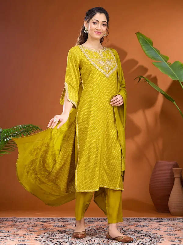 Mehandi_Green_Cording_Chanderi_Readymade_Salwar_Suit