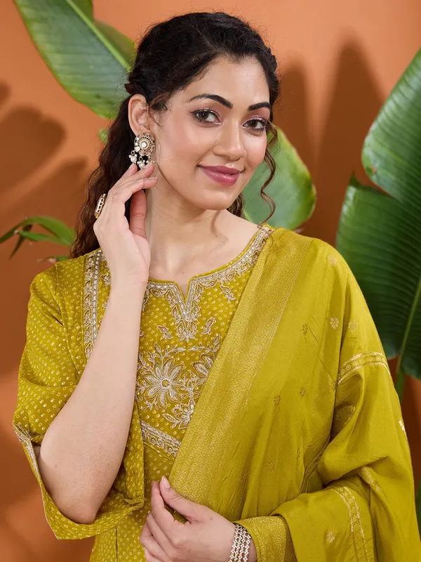 Mehandi_Green_Cording_Chanderi_Readymade_Salwar_Suit