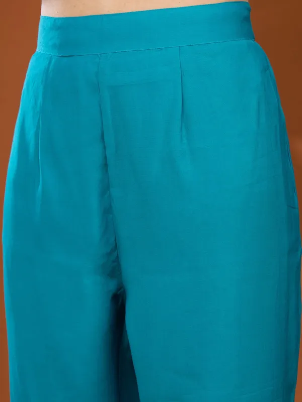 Turquoise_Blue_Cording_Chanderi_Readymade_Salwar_Suit