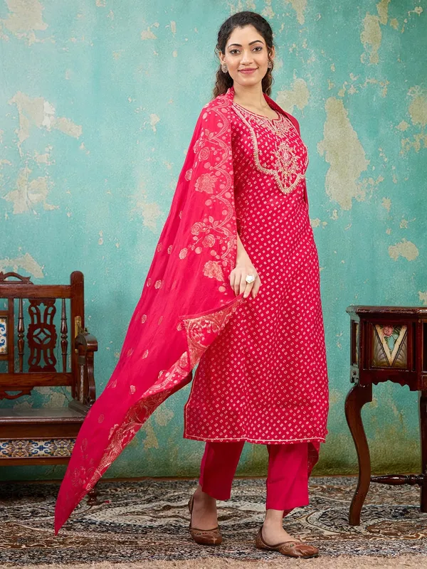 Rani_Pink_Cording_Chanderi_Readymade_Salwar_Suit