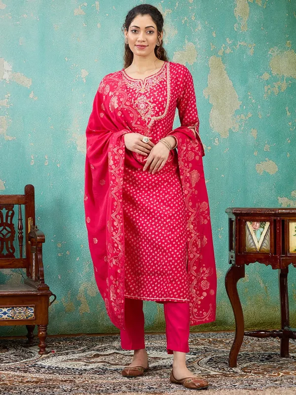 Rani_Pink_Cording_Chanderi_Readymade_Salwar_Suit