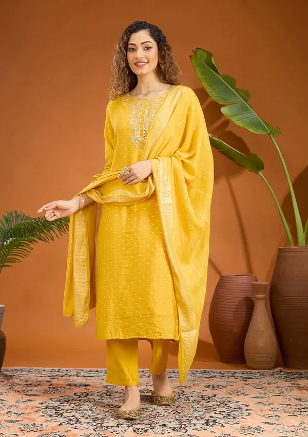 Mustard_Yellow_Cording_Chanderi_Readymade_Salwar_Suit