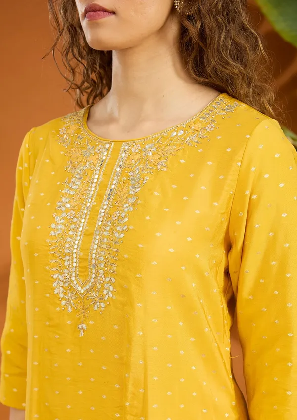 Mustard_Yellow_Cording_Chanderi_Readymade_Salwar_Suit