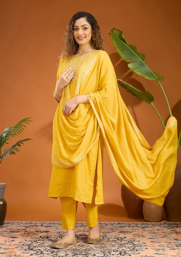 Mustard_Yellow_Cording_Chanderi_Readymade_Salwar_Suit