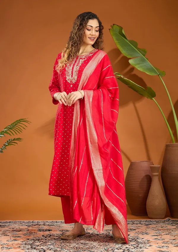 Red_Cording_Chanderi_Readymade_Salwar_Suit