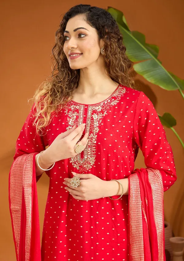 Red_Cording_Chanderi_Readymade_Salwar_Suit