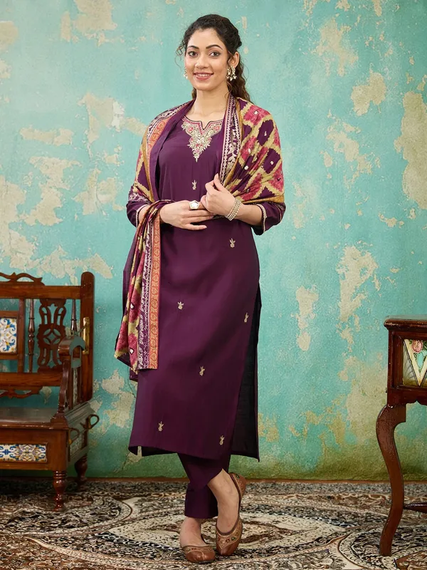 Purple_Zariwork_Soft_Raw_Silk_Readymade_Salwar_Suit