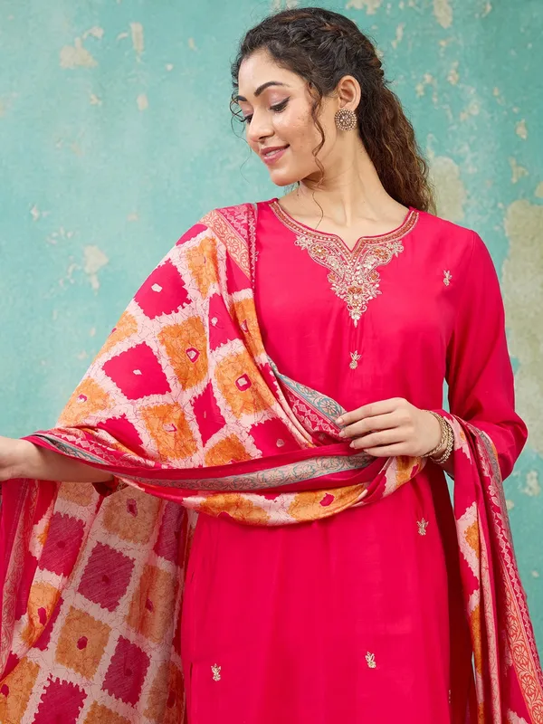 Rani_Pink_Zariwork_Soft_Raw_Silk_Readymade_Salwar_Suit