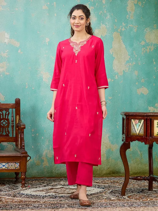 Rani_Pink_Zariwork_Soft_Raw_Silk_Readymade_Salwar_Suit