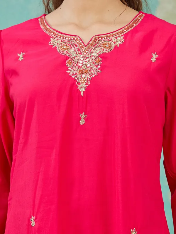 Rani_Pink_Zariwork_Soft_Raw_Silk_Readymade_Salwar_Suit