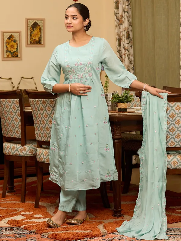 Sky_Blue_Threadwork_Chanderi_Readymade_Salwar_Suit