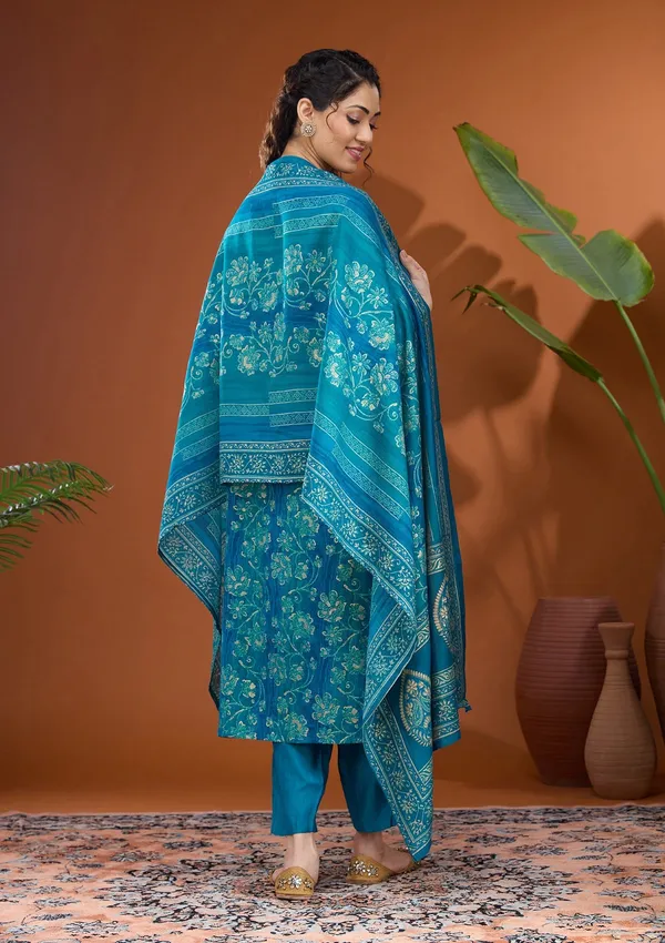Blue_Threadwork_Chanderi_Readymade_Salwar_Suit