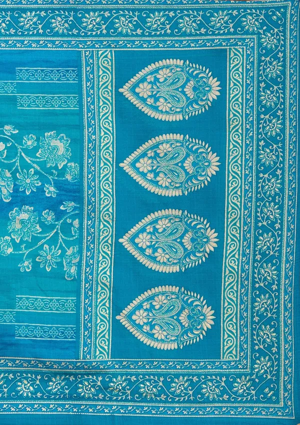 Blue_Threadwork_Chanderi_Readymade_Salwar_Suit
