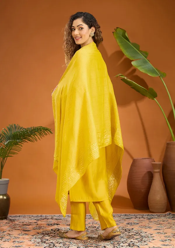 Yellow_Zariwork_Soft_Raw_Silk_Readymade_Salwar_Suit