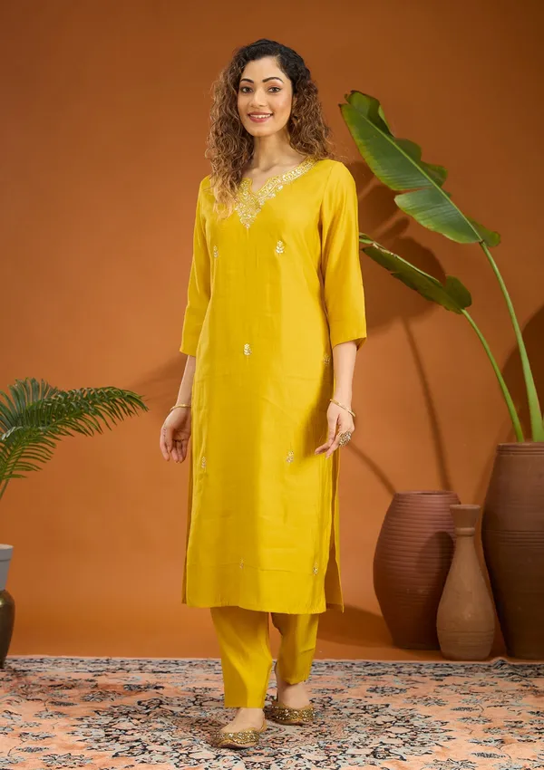 Yellow_Zariwork_Soft_Raw_Silk_Readymade_Salwar_Suit