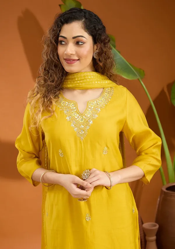 Yellow_Zariwork_Soft_Raw_Silk_Readymade_Salwar_Suit