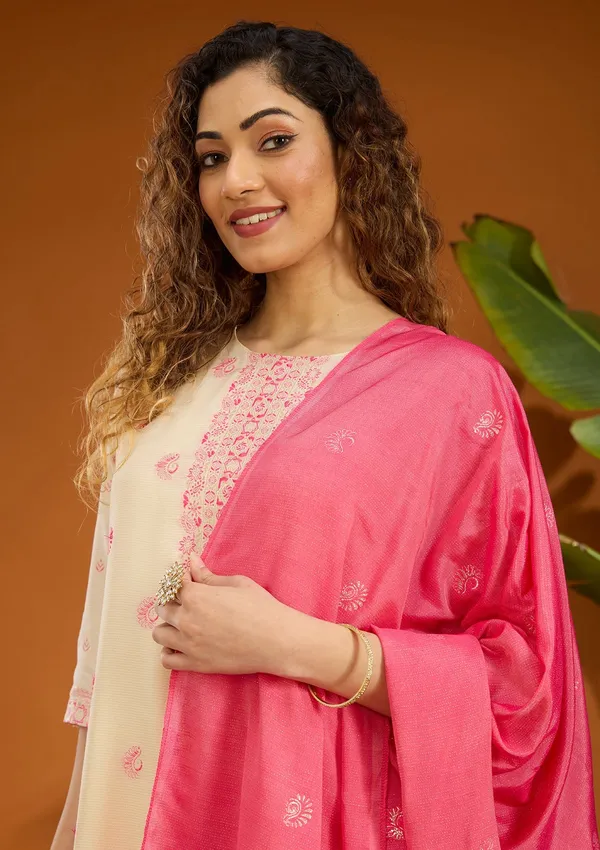 Beige_Plain_Brocade_Readymade_Salwar_Suit