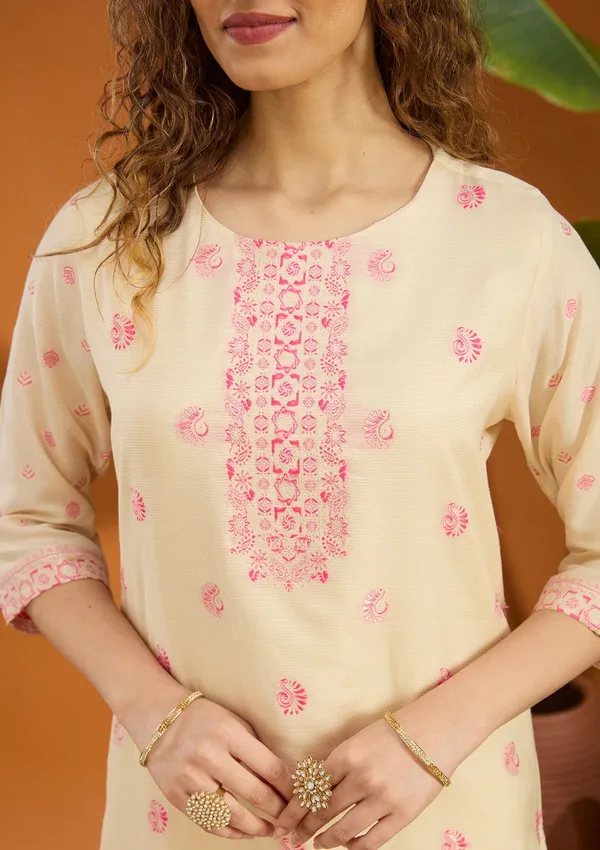 Beige_Plain_Brocade_Readymade_Salwar_Suit