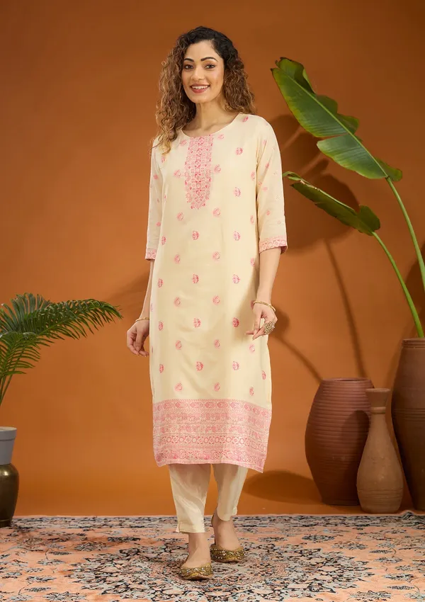 Beige_Plain_Brocade_Readymade_Salwar_Suit