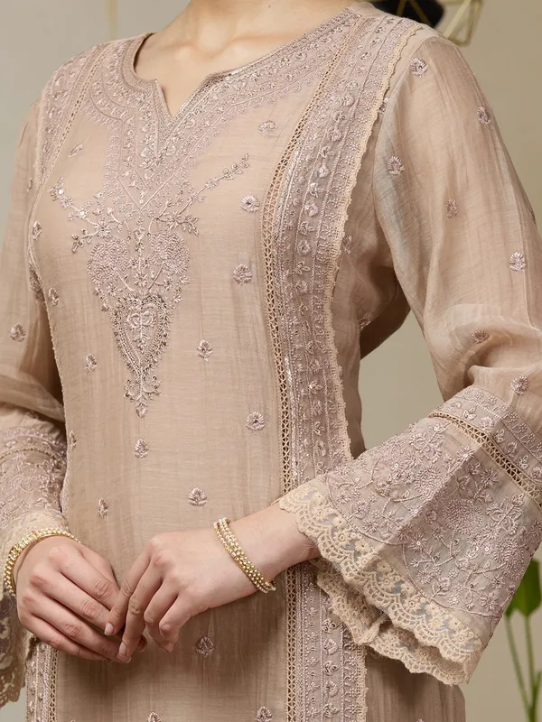 Light_Brown_Threadwork_Chanderi_Readymade_Salwar_Suit