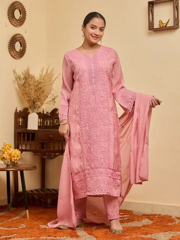 Pink_Threadwork_Chanderi_Readymade_Salwar_Suit