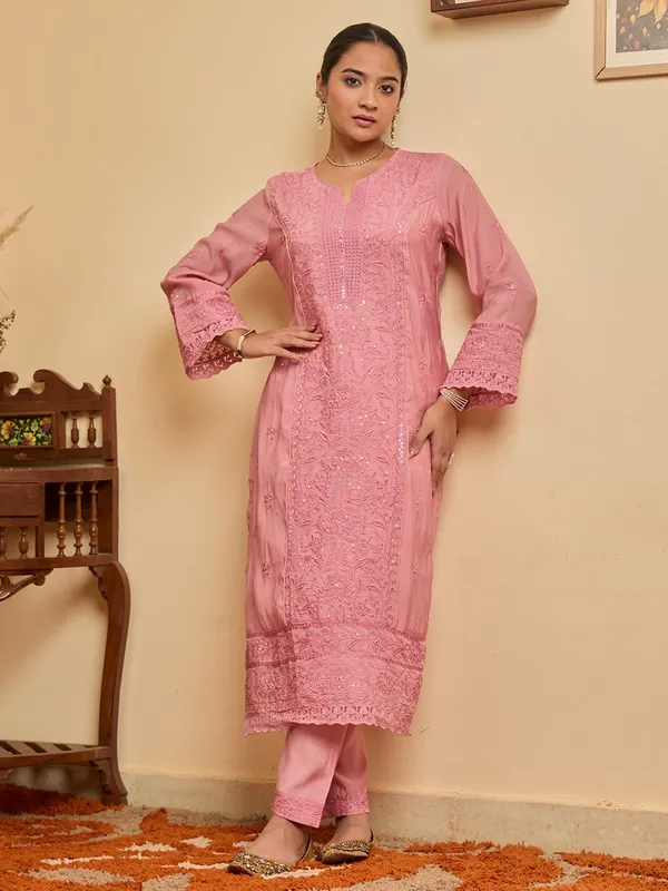 Pink_Threadwork_Chanderi_Readymade_Salwar_Suit