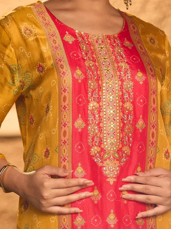 Mustard_Yellow_Sequins_Soft_Raw_Silk_Readymade_Salwar_Suit