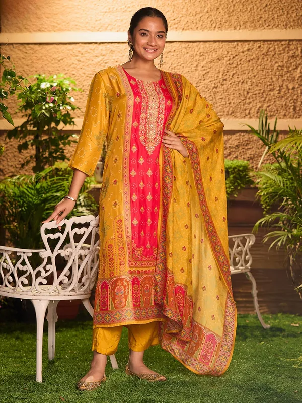 Mustard_Yellow_Sequins_Soft_Raw_Silk_Readymade_Salwar_Suit