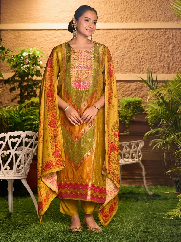 Mehandi_Green_Cutdana_Soft_Raw_Silk_Readymade_Salwar_Suit