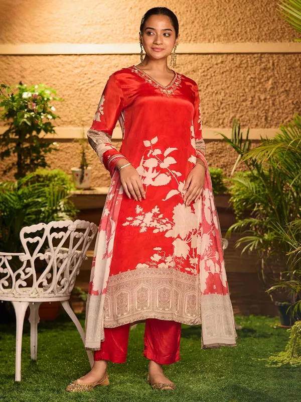 Rust_Cutdana_Satin_Readymade_Salwar_Suit
