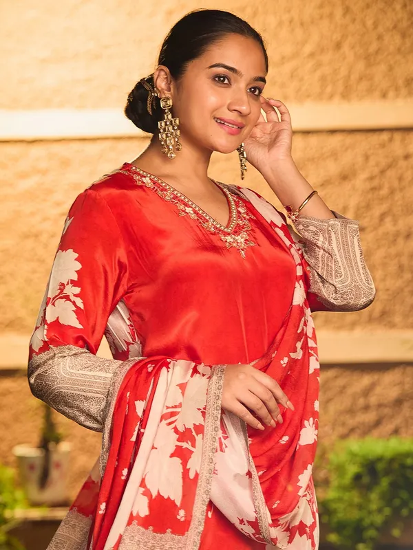 Rust_Cutdana_Satin_Readymade_Salwar_Suit