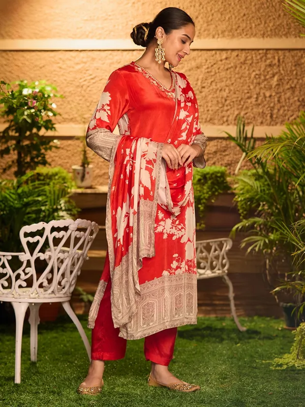 Rust_Cutdana_Satin_Readymade_Salwar_Suit