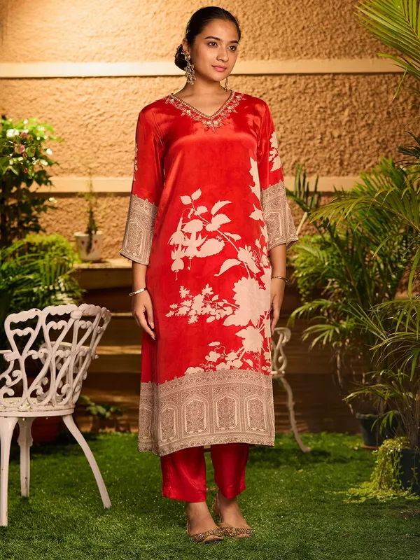 Rust_Cutdana_Satin_Readymade_Salwar_Suit