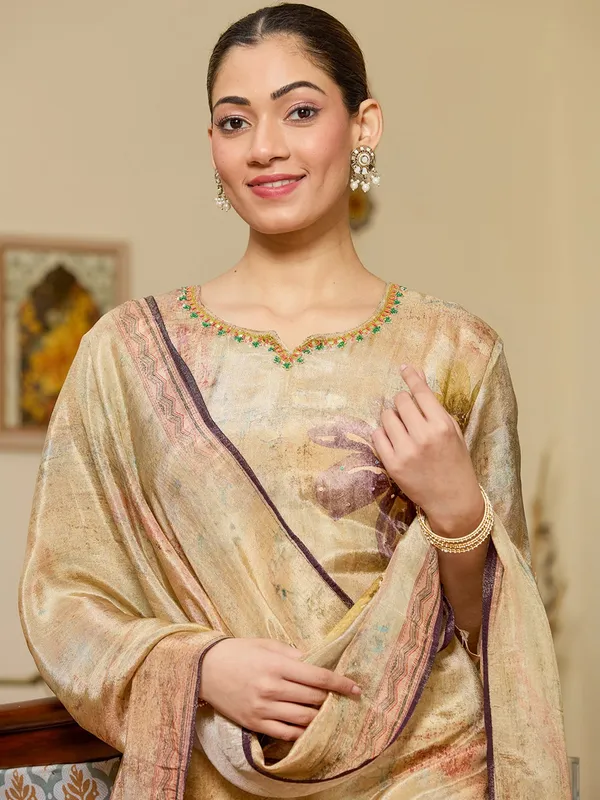 Beige_Cutdana_Tissue_Readymade_Salwar_Suit