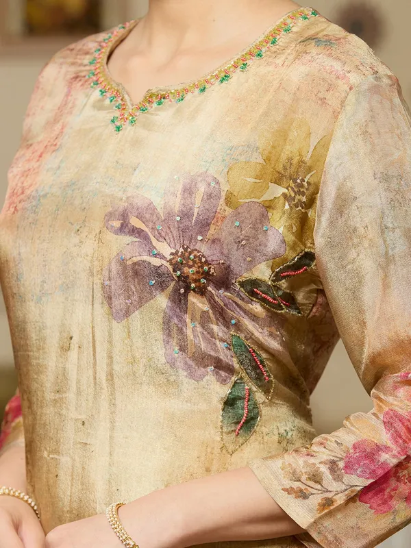 Beige_Cutdana_Tissue_Readymade_Salwar_Suit