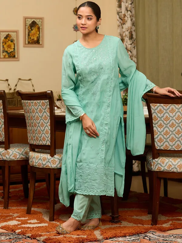 Sea_Green_Threadwork_Chanderi_Readymade_Salwar_Suit