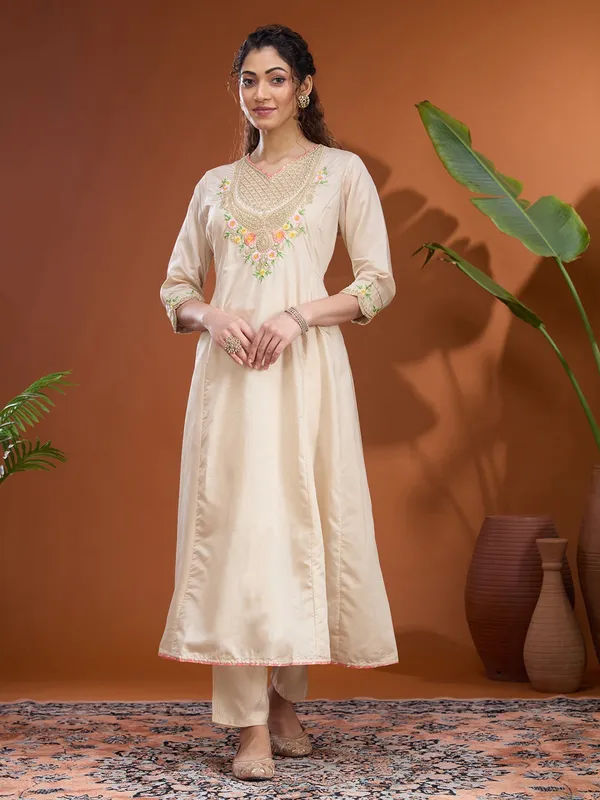 Beige_Cording_Chanderi_Readymade_Salwar_Suit