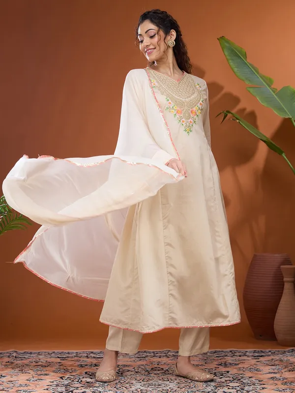 Beige_Cording_Chanderi_Readymade_Salwar_Suit