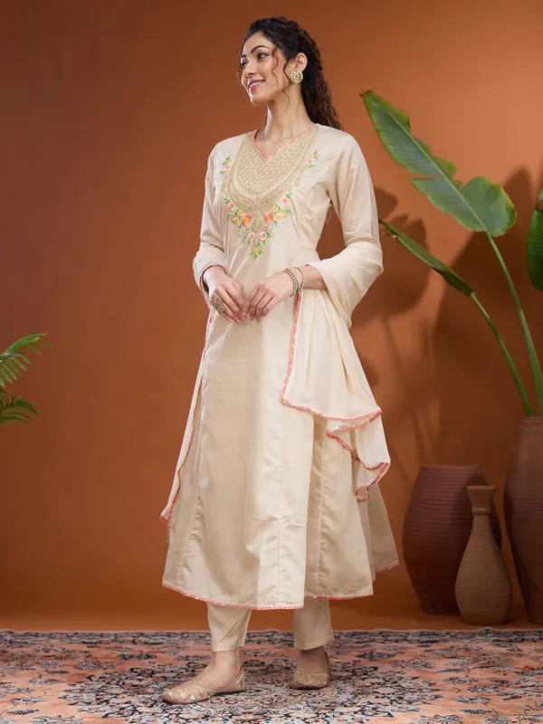 Beige_Cording_Chanderi_Readymade_Salwar_Suit