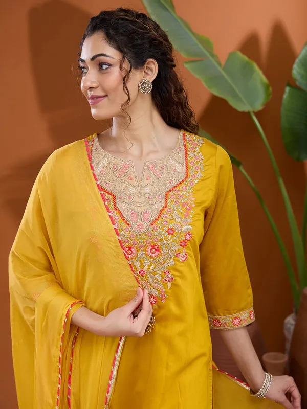 Mustard_Yellow_Threadwork_Chanderi_Readymade_Salwar_Suit