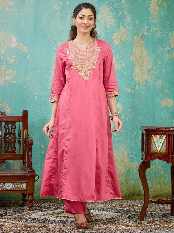 Gajari_Pink_Cording_Chanderi_Readymade_Salwar_Suit