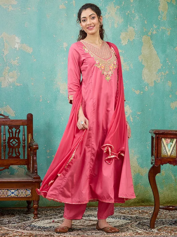 Gajari_Pink_Cording_Chanderi_Readymade_Salwar_Suit