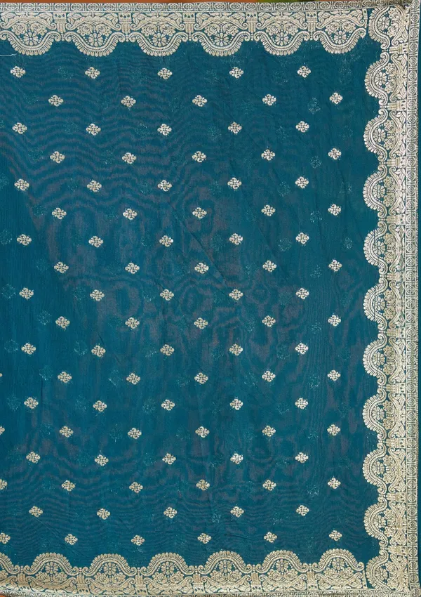 Peacock_Blue_Threadwork_Chanderi_Readymade_Salwar_Suit