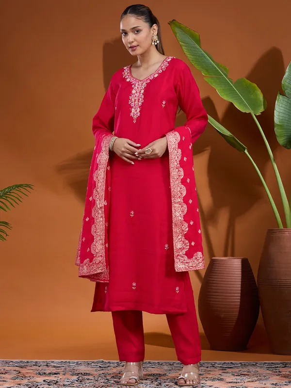 Rani_Pink_Threadwork_Chanderi_Readymade_Salwar_Suit