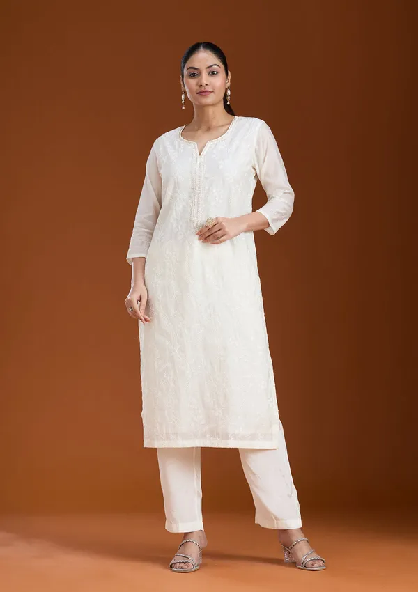 Cream_Threadwork_Chanderi_Readymade_Salwar_Suit