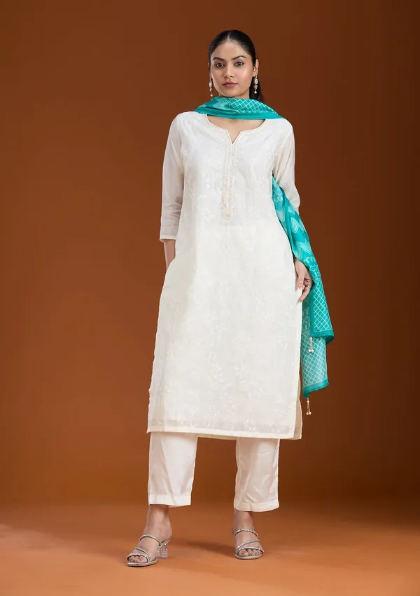 Cream_Threadwork_Chanderi_Readymade_Salwar_Suit