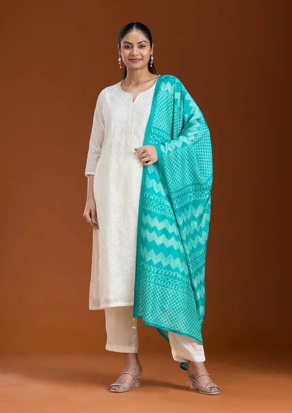Cream_Threadwork_Chanderi_Readymade_Salwar_Suit